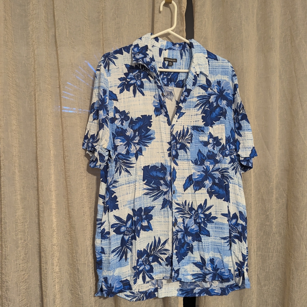 211. George Navy and Light Blue Floral Shirt